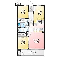サンメゾン千種公園東 3LDKの間取図画像