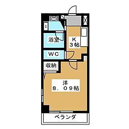 シテイライフ覚王山北 1Kの間取図画像