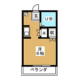 サンシティ上野 1Kの間取図画像
