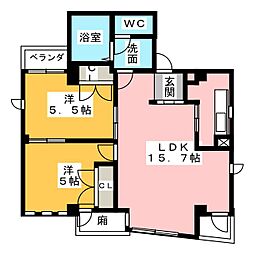 キャスケード 2LDKの間取図画像