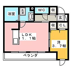 プランタン池下 1LDKの間取図画像
