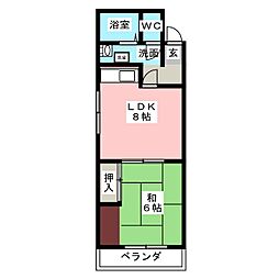 原田ビル 1LDKの間取図画像
