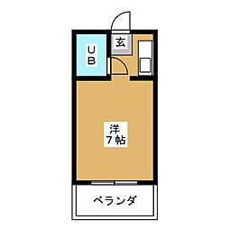ハートインカヤバ ワンルームの間取図画像