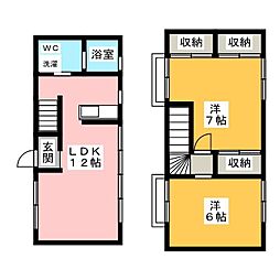 大久手アパート 2LDKの間取図画像