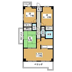覚王山センタービル 3LDKの間取図画像