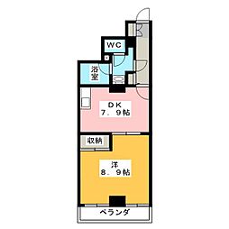 レジデンスカープ今池 1DKの間取図画像