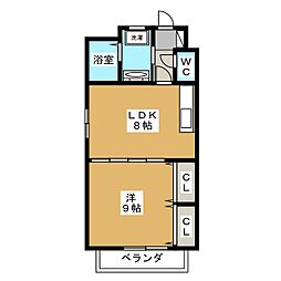 メゾンドグロリア 1LDKの間取図画像