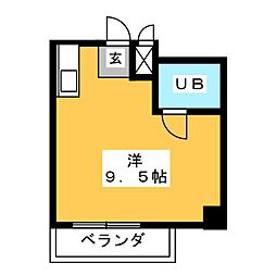 エクセルアビタシオン ワンルームの間取図画像