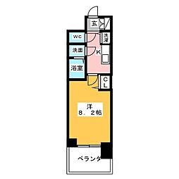 プレサンスジェネ千種内山2 1Kの間取図画像
