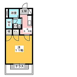 フレグランスしおいけ 1階1Kの間取り