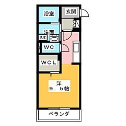 サンハイム八田駅前 3階ワンルームの間取り