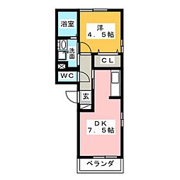 エレガンス靖国 1DKの間取図画像