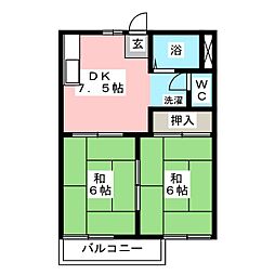 ファミール三武 2DKの間取図画像
