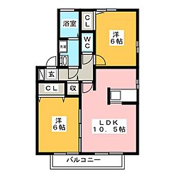 ガーデンスクエアA 2LDKの間取図画像