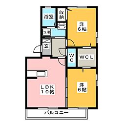 オッツ幸 2LDKの間取図画像