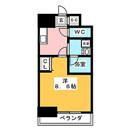 ベルルージュ中村公園 1Kの間取図画像