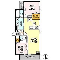 セレスティア草薙町 2LDKの間取図画像