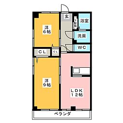 モンルポ・ヤノネ 2LDKの間取図画像