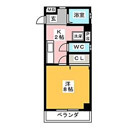 コーポ円山 1Kの間取図画像