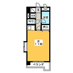 エスポアール若宮 ワンルームの間取図画像