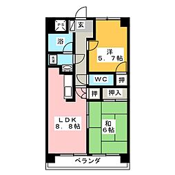 ル=アーブル杉原 2LDKの間取図画像