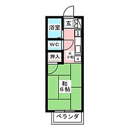 メゾン杉山 2階1Kの間取り