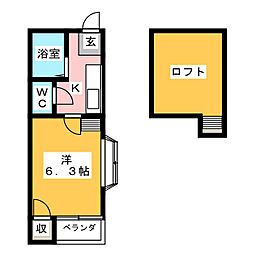 P.A.F.I.A.C菊井 1Kの間取図画像