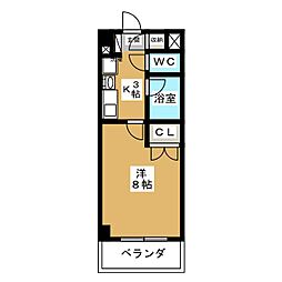 レージュ城西 1Kの間取図画像