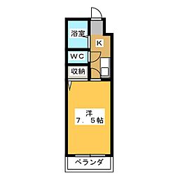 アークヒル 1Kの間取図画像