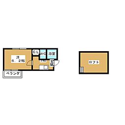 プランタン浅間 1階1Kの間取り