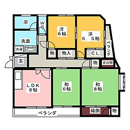 キャッスルサンセブン 2階4LDKの間取り