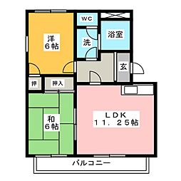 プラムヴィレッジ 3階2LDKの間取り