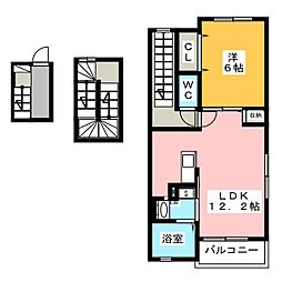 イルレジーナII 3階1LDKの間取り