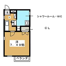 ＳＯＬＩＤ　ＪＯＳＨＩＮ 3階1Kの間取り