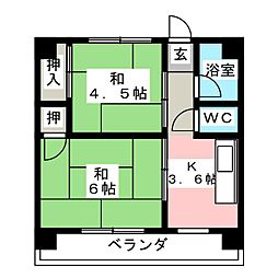 びわざとマンション 2Kの間取図画像