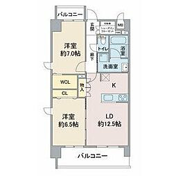 ミラベル浄心 2階2LDKの間取り