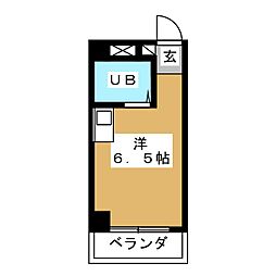 ドミトリー平和 3階ワンルームの間取り