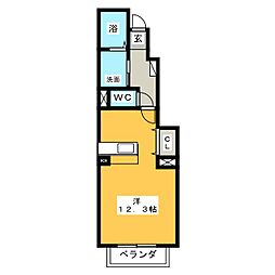 ピュア・トーン 1階ワンルームの間取り