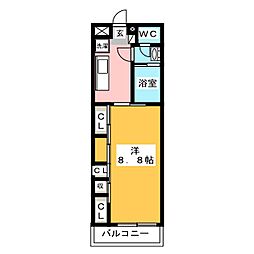 リブリ・コンフォート浄心 2階1Kの間取り