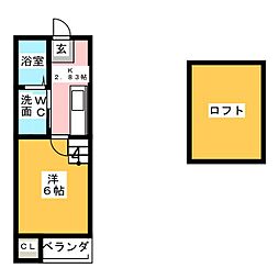 コーポ愛花夢 1階1Kの間取り