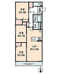 ＨＥＩＭ　ＭＡＩＳＯＮ　庄内通駅東　A棟 3階3LDKの間取り