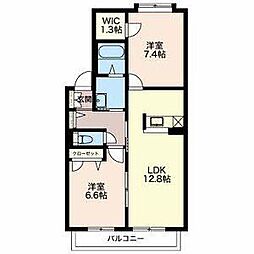 メヌエット 2階2LDKの間取り
