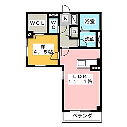 エテルノ幅下 1階1LDKの間取り