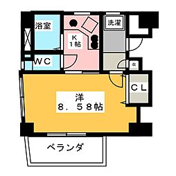 シティハイツ石原 5階1Kの間取り