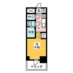 プレサンス名古屋幅下ファビュラス 6階1Kの間取り