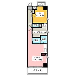 SAISONS 5階1SLDKの間取り