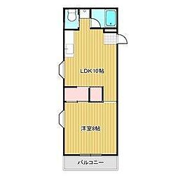 白竜荘 2階1LDKの間取り