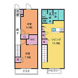 仮称）リエンタ庄内通WEST 1階2LDKの間取り