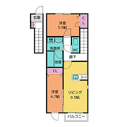仮称）リエンタ庄内通EAST 2階2LDKの間取り