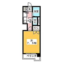 ラ・ネージュII 3階1Kの間取り